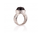 Antique Looking Smokey Topaz and Carved Silver Ring Vertical View