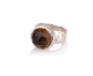 Antique Looking Smokey Topaz and Carved Silver Ring Front View