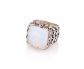 Vintage Style Silver Designer Ring with White Opal Front View